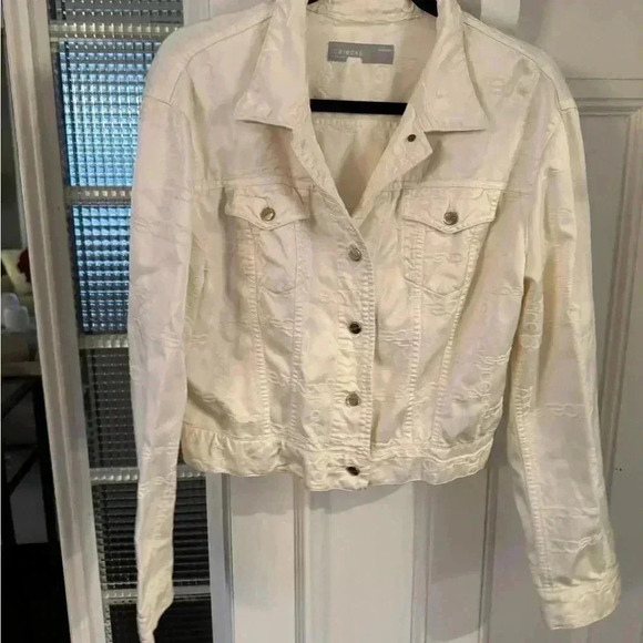 Ice jeans ivory cotton blend denim jacket logo embossed made in Italy size 42/S - Picture 11 of 16